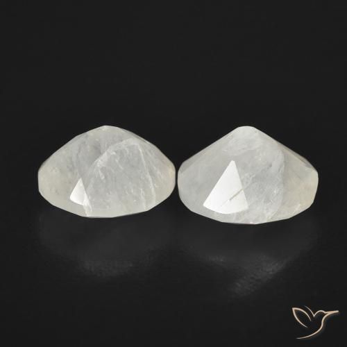 Rainbow Moonstone Gemstones in 7 x 5.9 mm Size for Sale, Rainbow Moonstone Stones in Bluish White Color