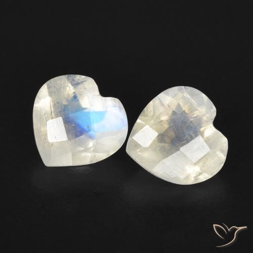 1.33ctw Natural Bluish White Rainbow Moonstone, Heart, Transparent
