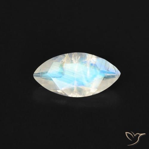0.52ct Natural Bluish White Rainbow Moonstone, Marquise, Transparent