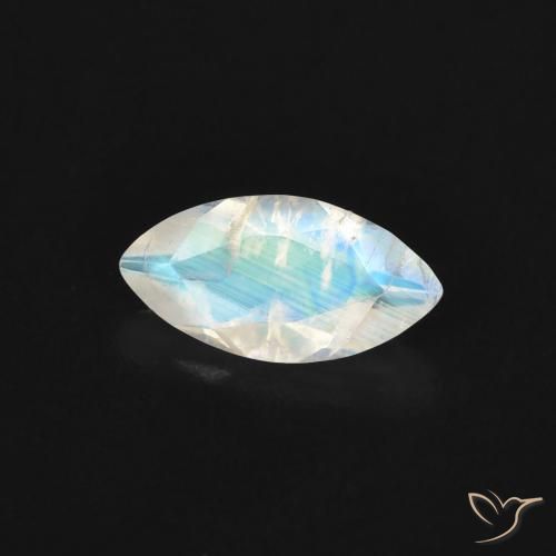 0.52 ct White Rainbow Moonstone Stone, Natural Rainbow Moonstone in Marquise Facet Shape for Sale