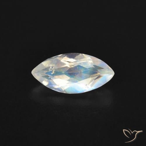 0.48ct Natural Bluish White Rainbow Moonstone, Marquise, Transparent
