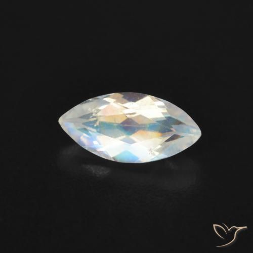 0.48 ct White Rainbow Moonstone Stone, Natural Rainbow Moonstone in Marquise Facet Shape for Sale