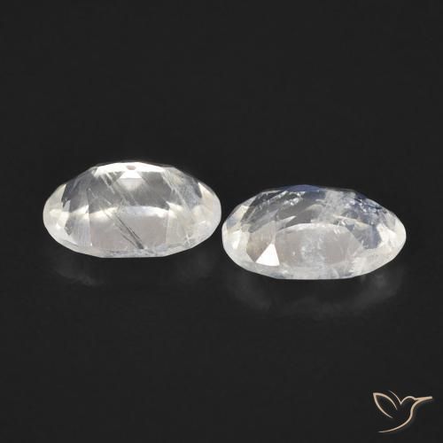 Rainbow Moonstone Gemstones in 6.3 x 4.2 mm Size for Sale, Rainbow Moonstone Stones in Bluish White Color
