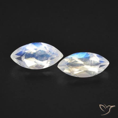 1.04ctw Natural Bluish White Rainbow Moonstone, Marquise, Transparent