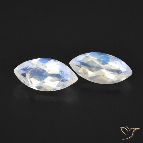 1.04 ctw White Rainbow Moonstone Stones, Natural Rainbow Moonstone in Marquise Facet Shape for Sale