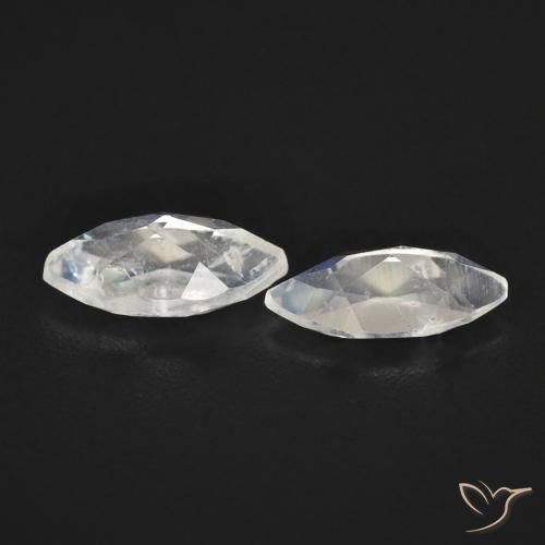 Rainbow Moonstone Gemstones in 8 x 4 mm (calibrated) Size for Sale, Rainbow Moonstone Stones in Bluish White Color