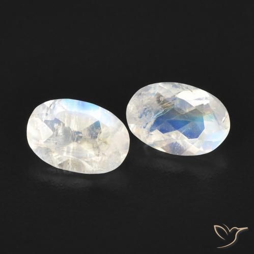 0.81 ctw White Rainbow Moonstone Stones, Natural Rainbow Moonstone in Oval Facet Shape for Sale