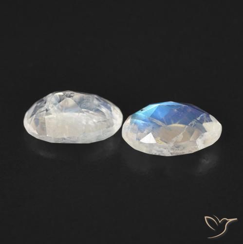 Rainbow Moonstone Gemstones in 6 x 4 mm (calibrated) Size for Sale, Rainbow Moonstone Stones in Bluish White Color