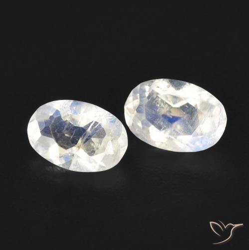 0.84 ctw White Rainbow Moonstone Stones, Natural Rainbow Moonstone in Oval Facet Shape for Sale