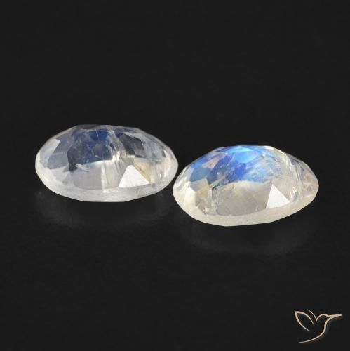 Rainbow Moonstone Gemstones in 6 x 4 mm (calibrated) Size for Sale, Rainbow Moonstone Stones in Bluish White Color
