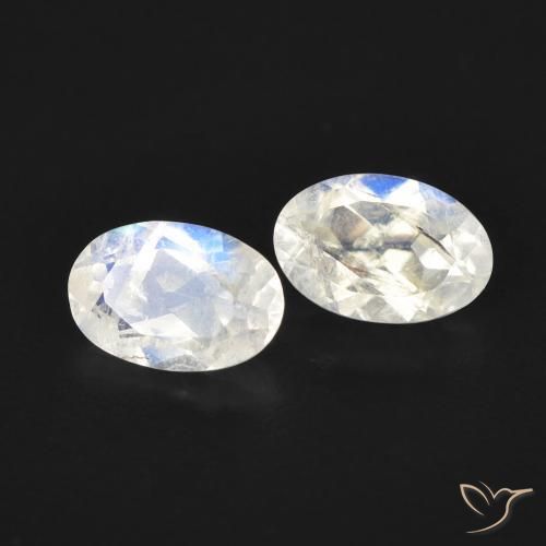 0.95 ctw White Rainbow Moonstone Stones, Natural Rainbow Moonstone in Oval Facet Shape for Sale