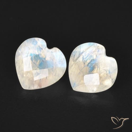 1.29ctw Natural Bluish White Rainbow Moonstone, Heart, Transparent