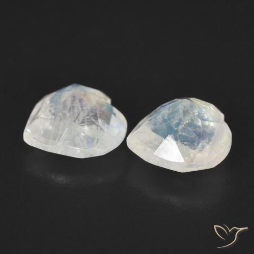 Rainbow Moonstone Gemstones in 6 x 6 mm (calibrated) Size for Sale, Rainbow Moonstone Stones in Bluish White Color