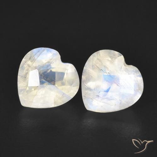 1.48ctw Natural Bluish White Rainbow Moonstone, Heart, Transparent