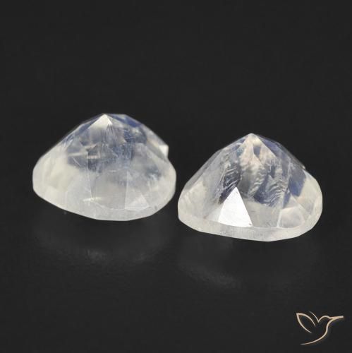 Rainbow Moonstone Gemstones in 6 x 6 mm (calibrated) Size for Sale, Rainbow Moonstone Stones in Bluish White Color