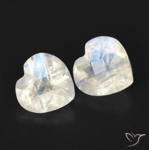 1.40ctw Natural Bluish White Rainbow Moonstone, Heart, Transparent