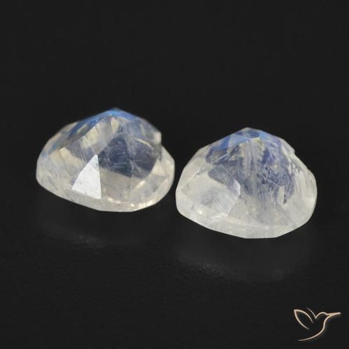 Rainbow Moonstone Gemstones in 6 x 6 mm (calibrated) Size for Sale, Rainbow Moonstone Stones in Bluish White Color