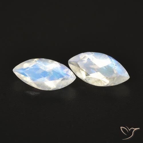 0.97ctw Natural Bluish White Rainbow Moonstone, Marquise, Transparent