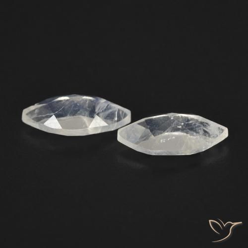 Rainbow Moonstone Gemstones in 8 x 4 mm (calibrated) Size for Sale, Rainbow Moonstone Stones in Bluish White Color