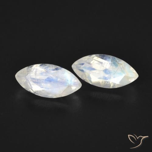 1.20 ctw White Rainbow Moonstone Stones, Natural Rainbow Moonstone in Marquise Facet Shape for Sale
