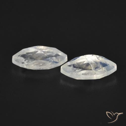 Rainbow Moonstone Gemstones in 8 x 4 mm (calibrated) Size for Sale, Rainbow Moonstone Stones in Bluish White Color