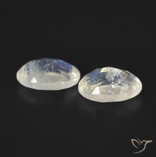 Rainbow Moonstone Gemstones in 6 x 4 mm (calibrated) Size for Sale, Rainbow Moonstone Stones in Bluish White Color