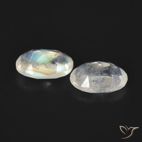 Rainbow Moonstone Gemstones in 6 x 4 mm (calibrated) Size for Sale, Rainbow Moonstone Stones in Bluish White Color