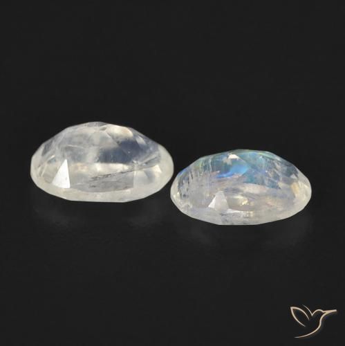 Rainbow Moonstone Gemstones in 6 x 4 mm (calibrated) Size for Sale, Rainbow Moonstone Stones in Bluish White Color