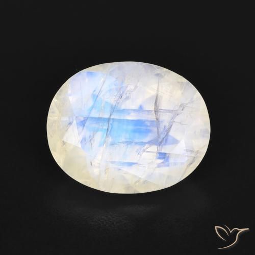 3.18ct Natural Bluish White Rainbow Moonstone, Oval, Transparent