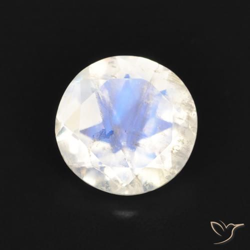 1.05ct Natural Bluish White Rainbow Moonstone, Round, Transparent