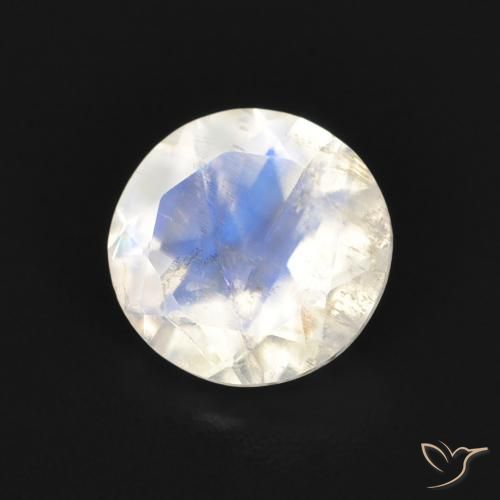 1.05 ct White Rainbow Moonstone Stone, Natural Rainbow Moonstone in Round Facet Shape for Sale