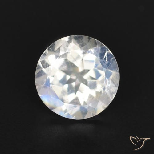0.84ct Natural Bluish White Rainbow Moonstone, Round, Transparent