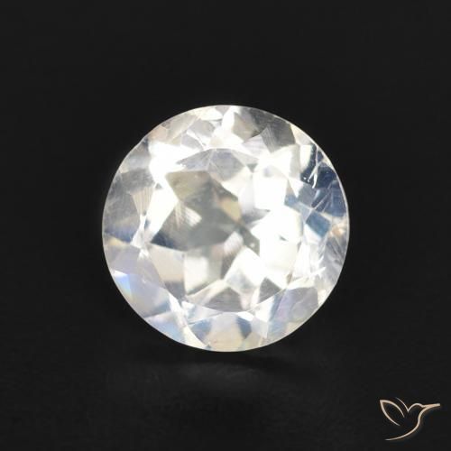 0.84 ct White Rainbow Moonstone Stone, Natural Rainbow Moonstone in Round Facet Shape for Sale