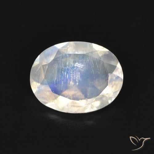1.30ct Natural Bluish White Rainbow Moonstone, Oval, Transparent