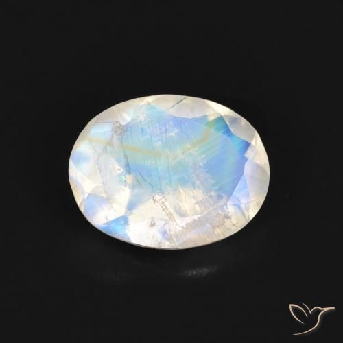 1.36ct Natural Bluish White Rainbow Moonstone, Oval, Transparent