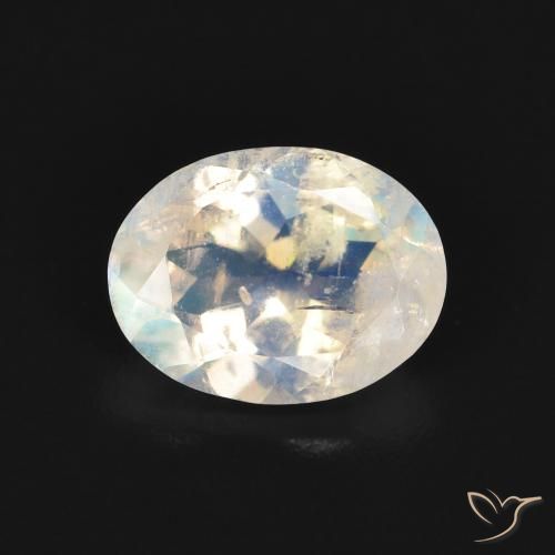 1.61ct Natural Bluish White Rainbow Moonstone, Oval, Transparent