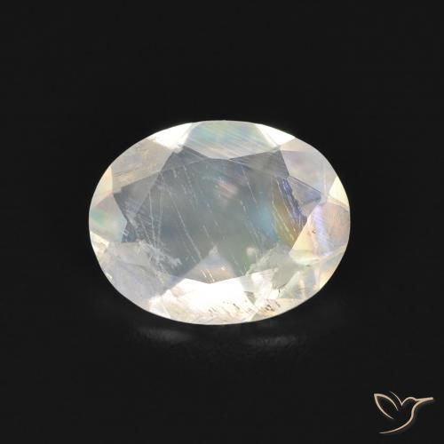 1.27ct Natural Bluish White Rainbow Moonstone, Oval, Transparent