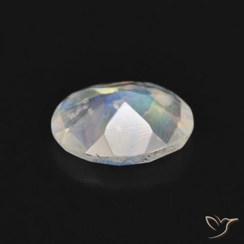 Rainbow Moonstone Gemstone in 9 x 7 mm (calibrated) Size for Sale, Rainbow Moonstone Stone in Bluish White Color