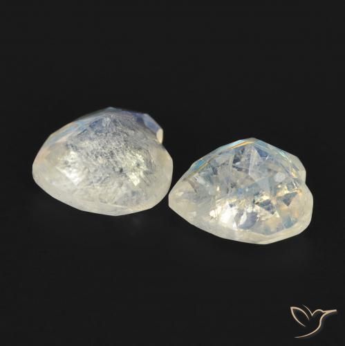 Rainbow Moonstone Gemstones in 6 x 6 mm (calibrated) Size for Sale, Rainbow Moonstone Stones in Bluish White Color
