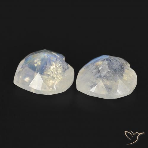 Rainbow Moonstone Gemstones in 6 x 6 mm (calibrated) Size for Sale, Rainbow Moonstone Stones in Bluish White Color