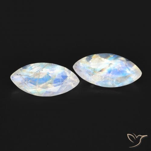 1.23ctw Natural Bluish White Rainbow Moonstone, Marquise, Transparent
