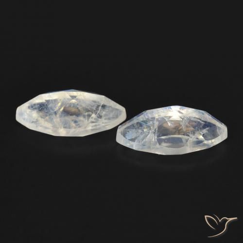 Rainbow Moonstone Gemstones in 8 x 4 mm (calibrated) Size for Sale, Rainbow Moonstone Stones in Bluish White Color