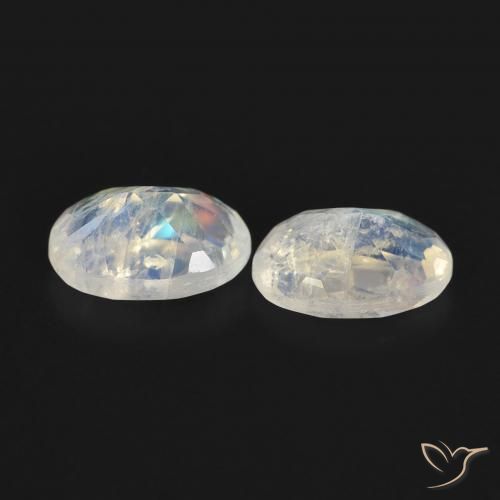 Rainbow Moonstone Gemstones in 6 x 4 mm (calibrated) Size for Sale, Rainbow Moonstone Stones in Bluish White Color