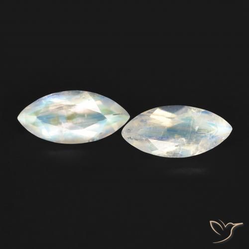 1.14ctw Natural Bluish White Rainbow Moonstone, Marquise, Transparent