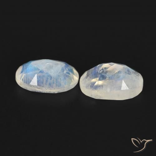 Rainbow Moonstone Gemstones in 6 x 4 mm (calibrated) Size for Sale, Rainbow Moonstone Stones in Bluish White Color