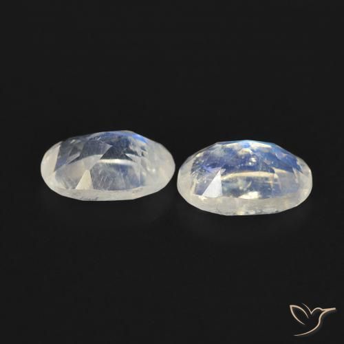 Rainbow Moonstone Gemstones in 6 x 4 mm (calibrated) Size for Sale, Rainbow Moonstone Stones in Bluish White Color