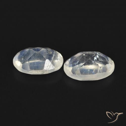 Rainbow Moonstone Gemstones in 6 x 4 mm (calibrated) Size for Sale, Rainbow Moonstone Stones in Bluish White Color