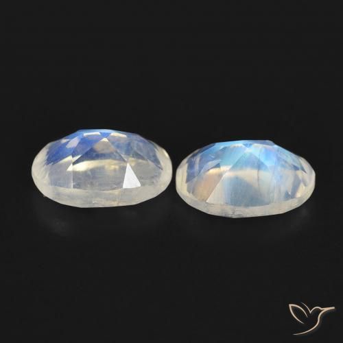 Rainbow Moonstone Gemstones in 6 x 4 mm (calibrated) Size for Sale, Rainbow Moonstone Stones in Bluish White Color