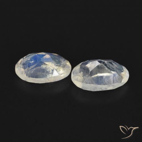 Rainbow Moonstone Gemstones in 6 x 4 mm (calibrated) Size for Sale, Rainbow Moonstone Stones in Bluish White Color