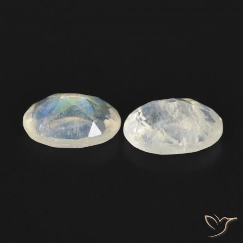 Rainbow Moonstone Gemstones in 6 x 4 mm (calibrated) Size for Sale, Rainbow Moonstone Stones in Bluish White Color